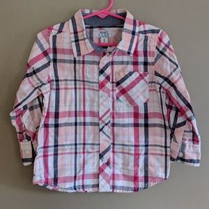Button Up Plaid Dress Shirt Spring Easter Cuff GUC